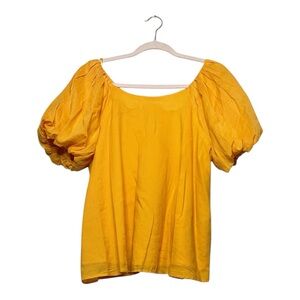 Women’s NWOT Anthropologie Maeve puff sleeve blouse in mango color, size M
